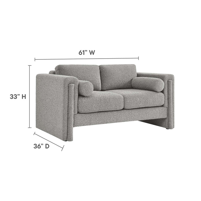 Visible Boucle Fabric Loveseat