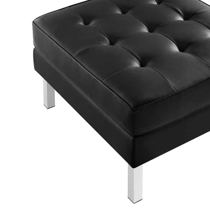 Loft Tufted Vegan Leather Sofa and Ottoman Set