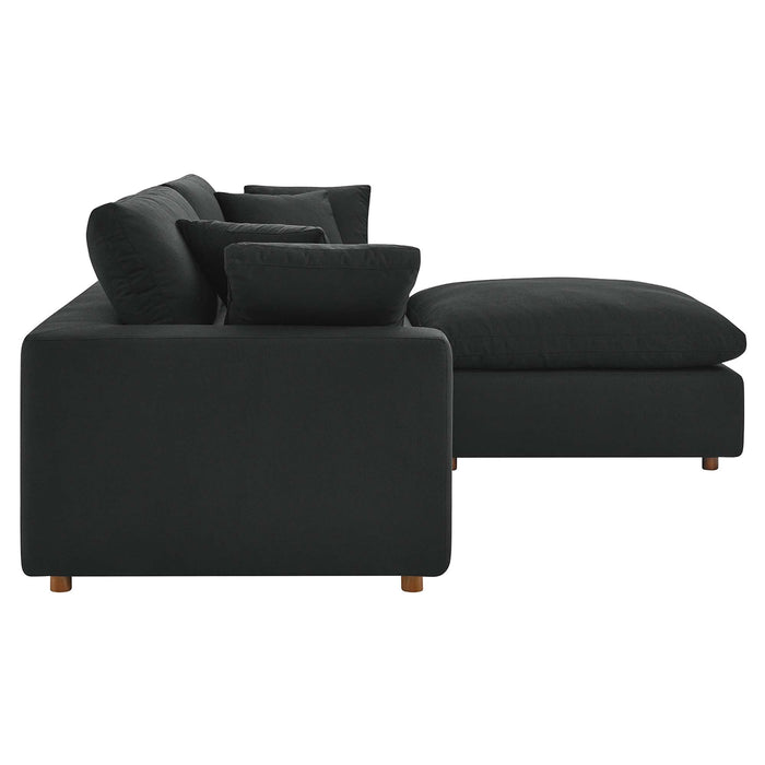 Commix Down Filled Overstuffed Sectional Sofa and Ottoman Set