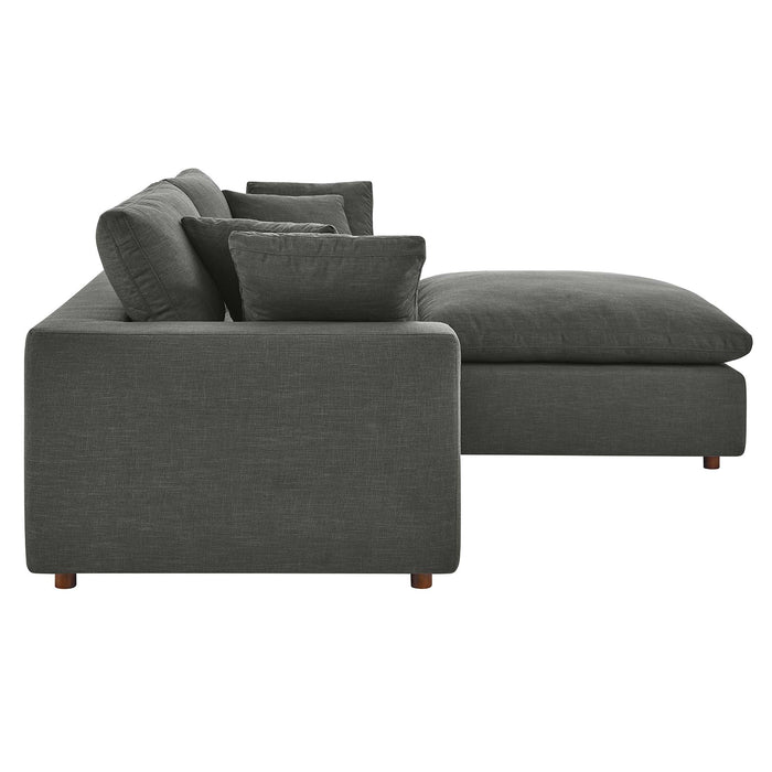 Commix Down Filled Overstuffed Sectional Sofa and Ottoman Set