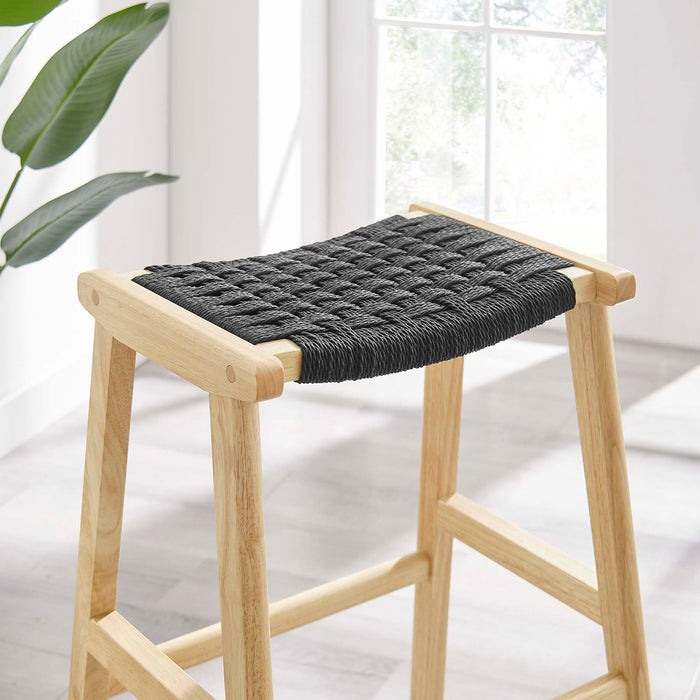 Saoirse Woven Rope Wood Bar Stool - Set of 2