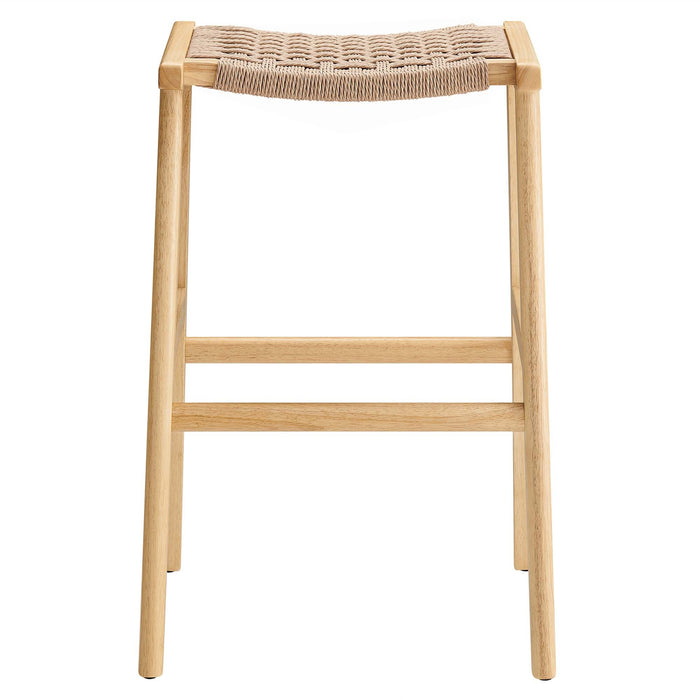 Saoirse Woven Rope Wood Bar Stool - Set of 2