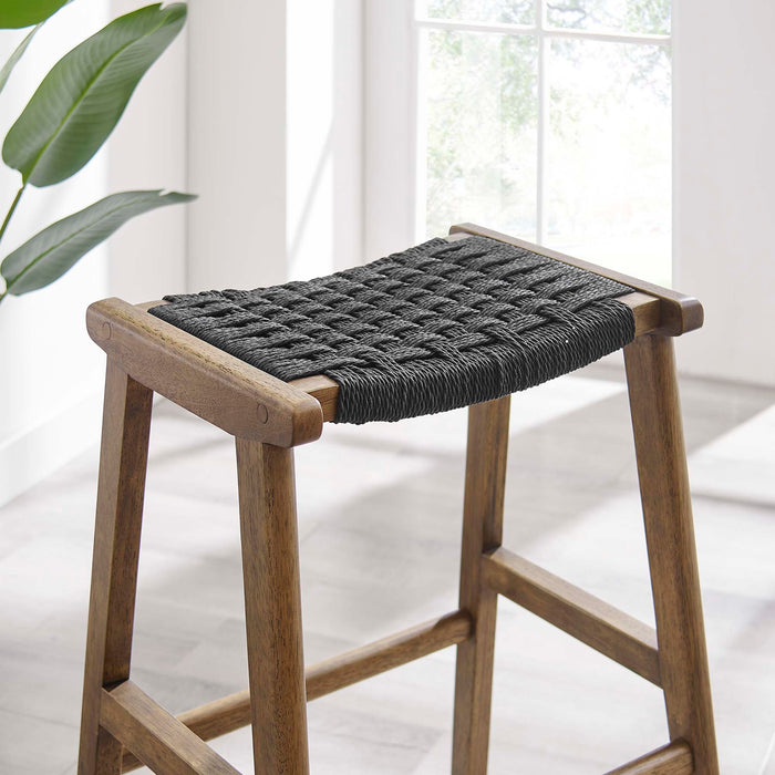 Saoirse Woven Rope Wood Bar Stool - Set of 2