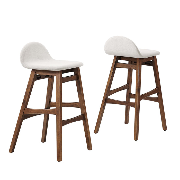 Juno Heathered Fabric Wood Bar Stool - Set of 2