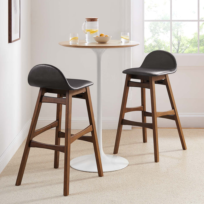 Juno Vegan Leather Wood Bar Stool - Set of 2