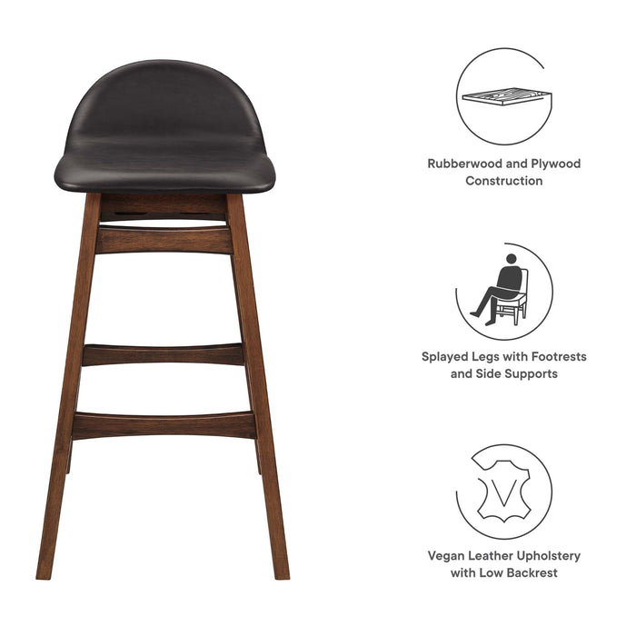 Juno Vegan Leather Wood Bar Stool - Set of 2