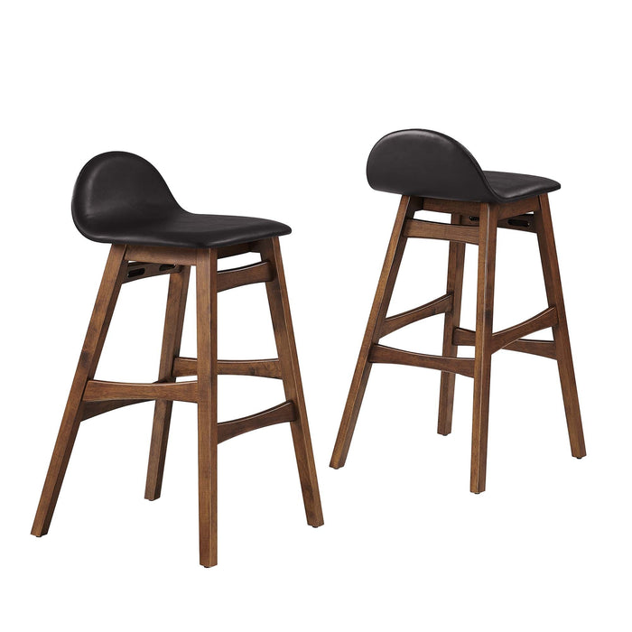 Juno Vegan Leather Wood Bar Stool - Set of 2