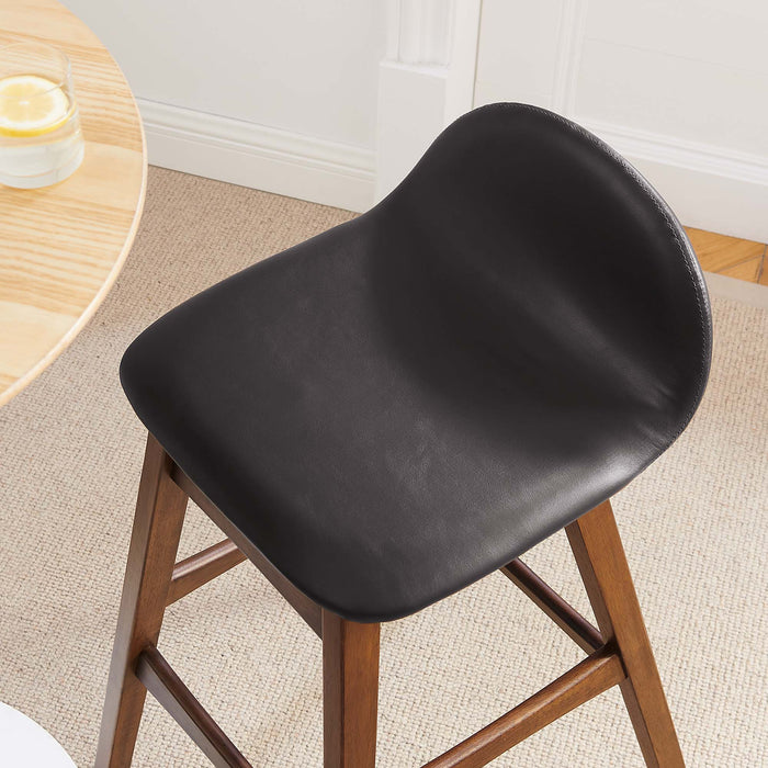 Juno Vegan Leather Wood Bar Stool - Set of 2