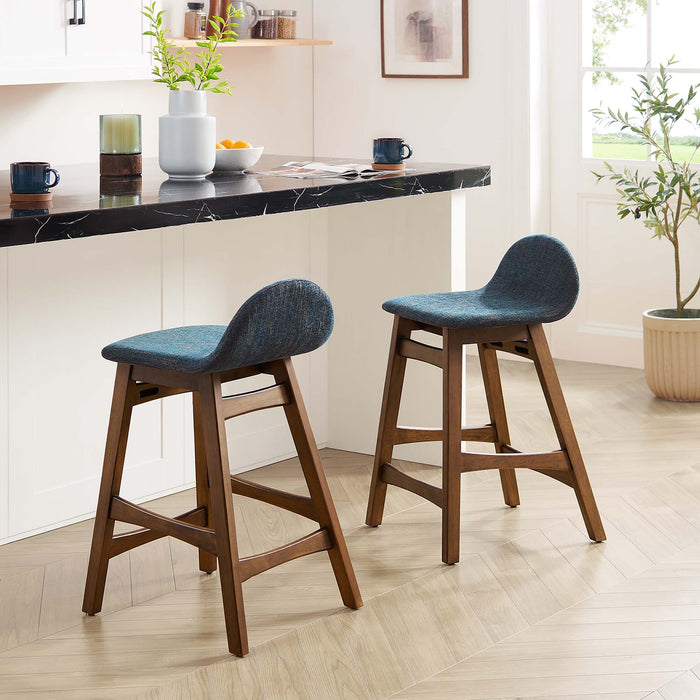 Juno Heathered Fabric Wood Counter Stool - Set of 2