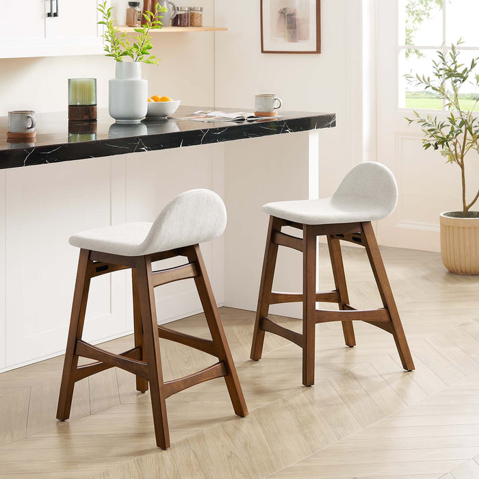 Juno Heathered Fabric Wood Counter Stool - Set of 2