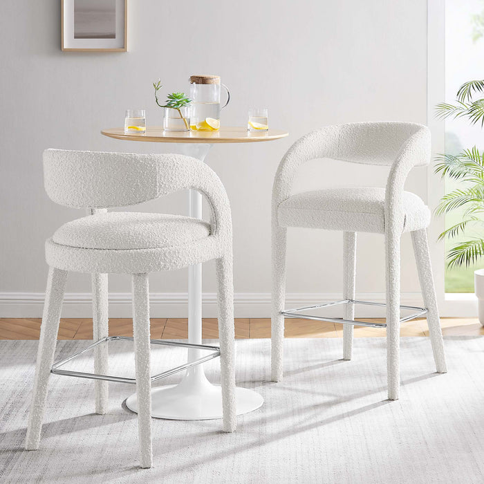 Pinnacle Boucle Upholstered Bar Stool Set of Two