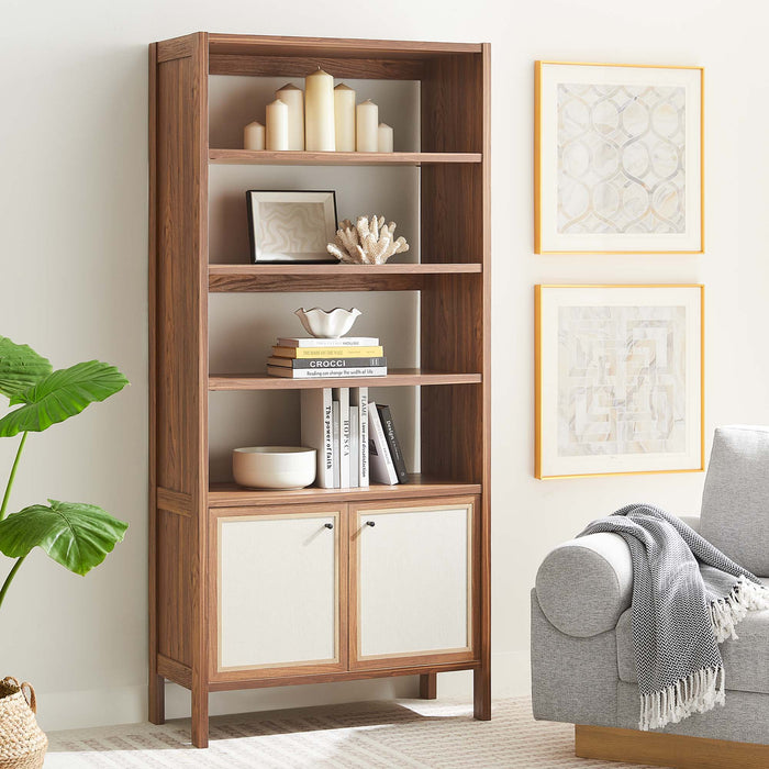 Capri 4-Shelf Wood Grain Bookcase