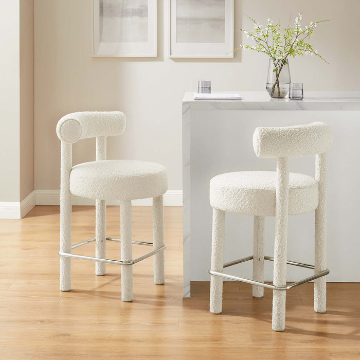 Toulouse Boucle Fabric Counter Stool - Set of 2