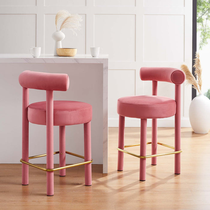 Toulouse Performance Velvet Counter Stool - Set of 2