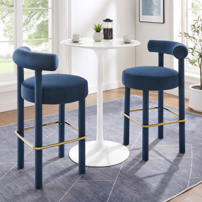 Toulouse Performance Velvet Bar Stool - Set of 2