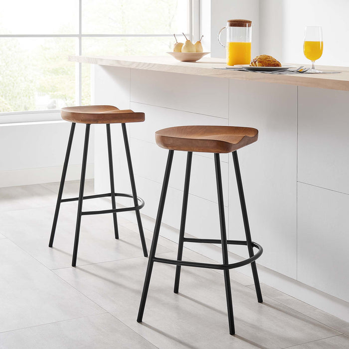 Concord Backless Wood Counter Stools - Set of 2