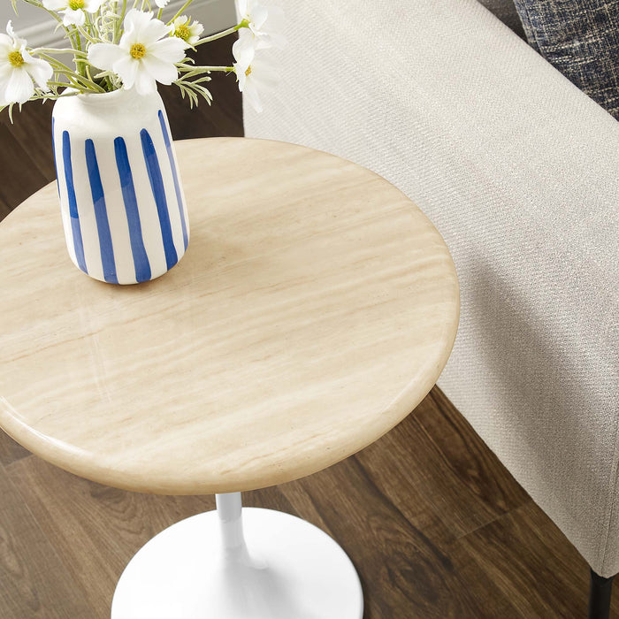 Lippa Round Artificial Travertine Side Table