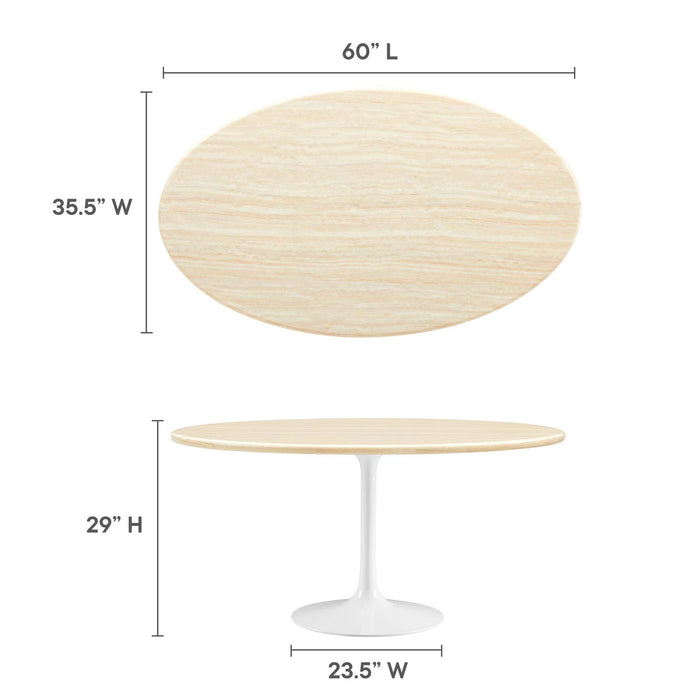 Lippa Oval Artificial Travertine Dining Table