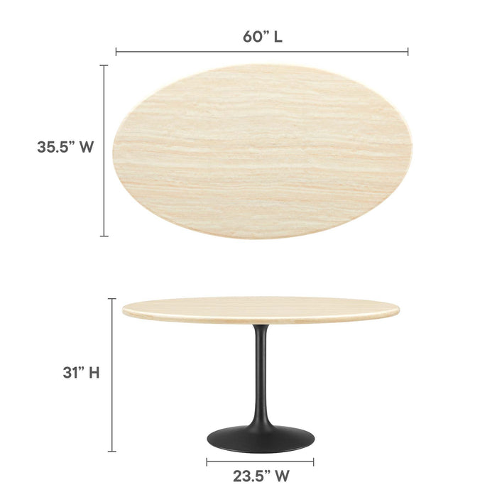 Lippa Oval Artificial Travertine Dining Table