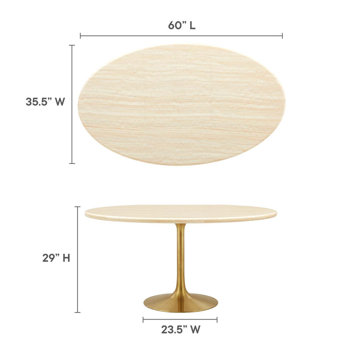 Lippa Oval Artificial Travertine Dining Table