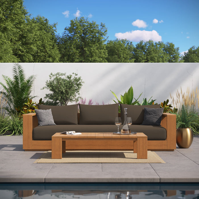 Tahoe 2-Piece Outdoor Patio Acacia Wood Sofa and Coffee Table Set