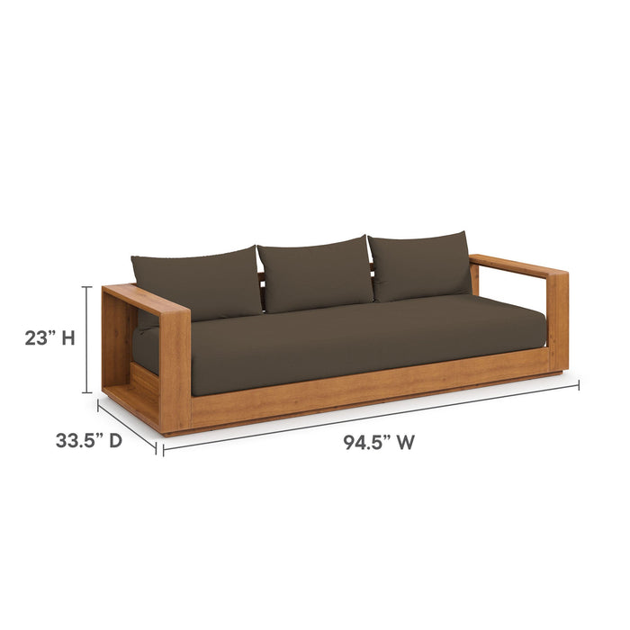 Tahoe 2-Piece Outdoor Patio Acacia Wood Sofa and Coffee Table Set