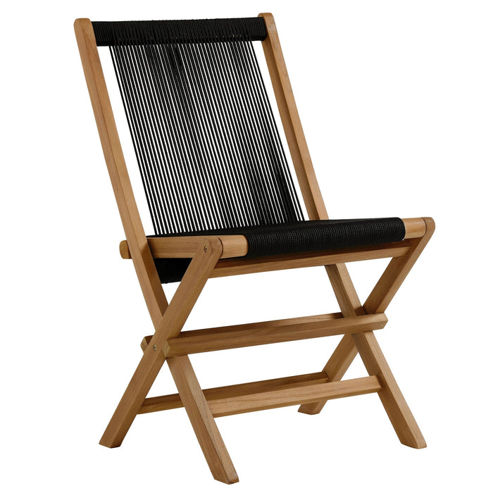 Vienna Outdoor Patio Teak and Rope Folding Chairs Set of 4