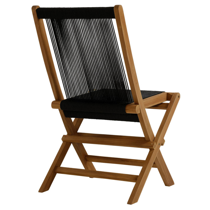 Vienna Outdoor Patio Teak and Rope Folding Chairs Set of 4