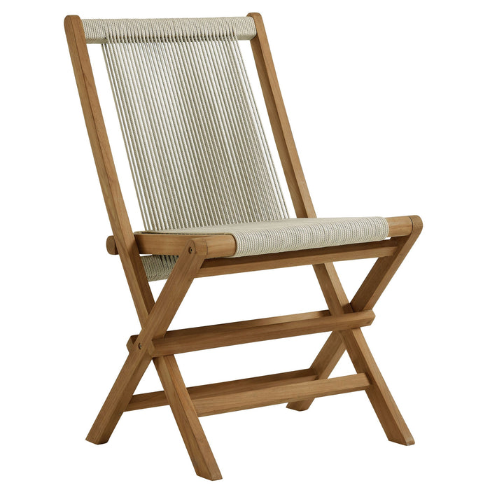 Vienna Outdoor Patio Teak and Rope Folding Chairs Set of 4