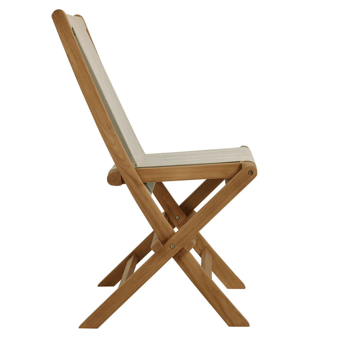 Vienna Outdoor Patio Teak and Rope Folding Chairs Set of 4