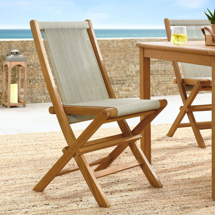 Vienna Outdoor Patio Teak and Rope Folding Chairs Set of 4