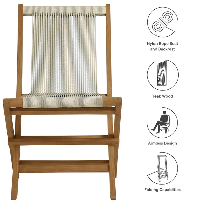 Vienna Outdoor Patio Teak and Rope Folding Chairs Set of 4