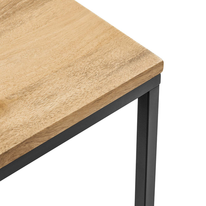 Zora Square Wood and Metal Side Table