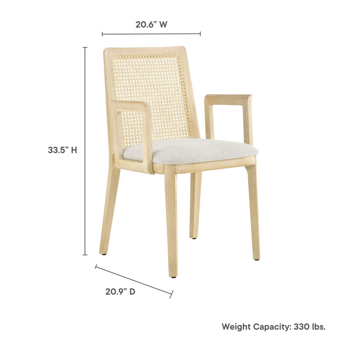 Monarch Beech Wood and Rattan Dining Armchair