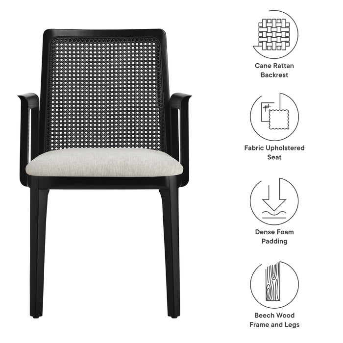 Monarch Beech Wood and Rattan Dining Armchair