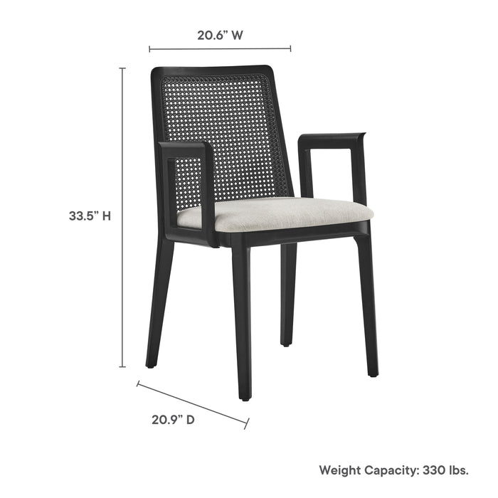 Monarch Beech Wood and Rattan Dining Armchair