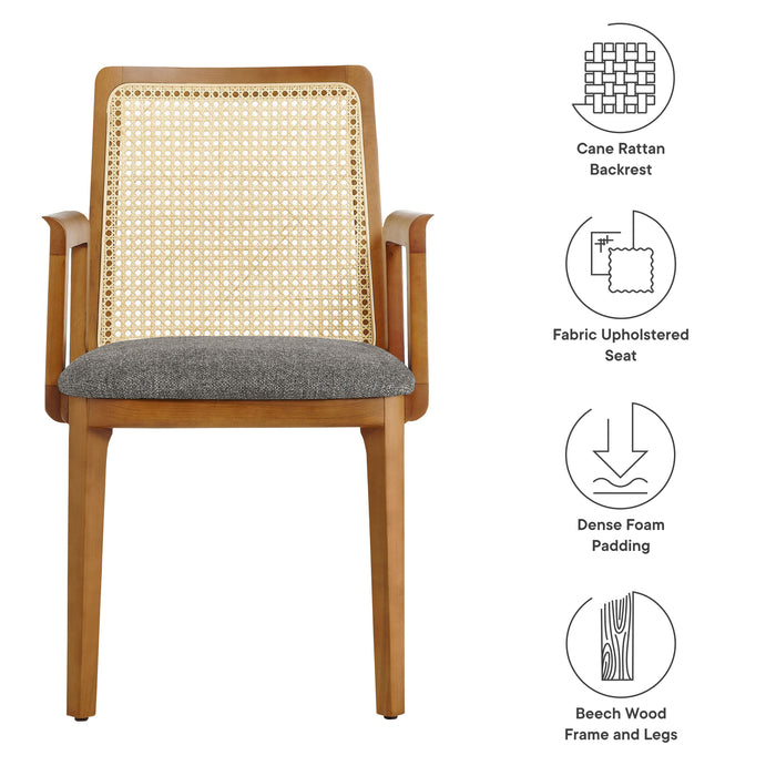 Monarch Beech Wood and Rattan Dining Armchair