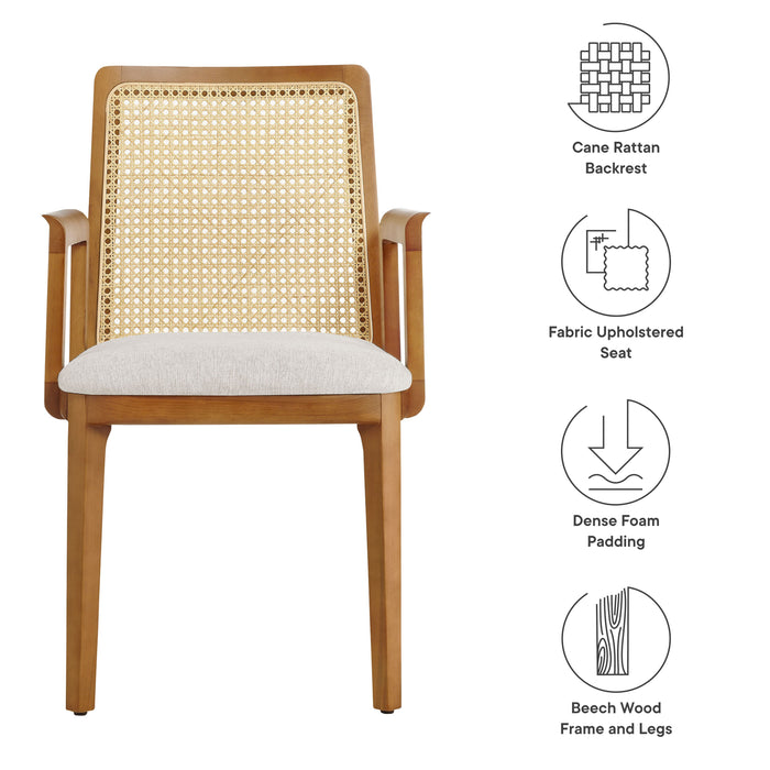 Monarch Beech Wood and Rattan Dining Armchair