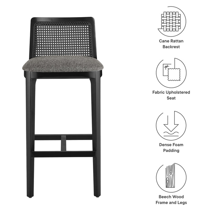 Monarch Wood and Rattan Bar Stool