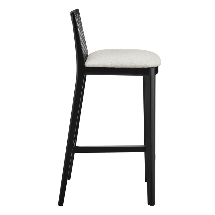 Monarch Wood and Rattan Bar Stool