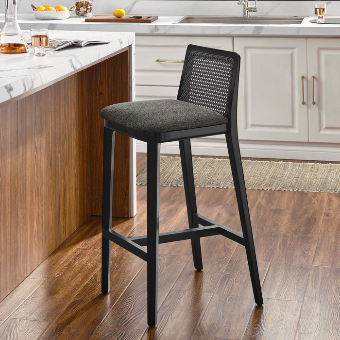 Monarch Wood and Rattan Bar Stool