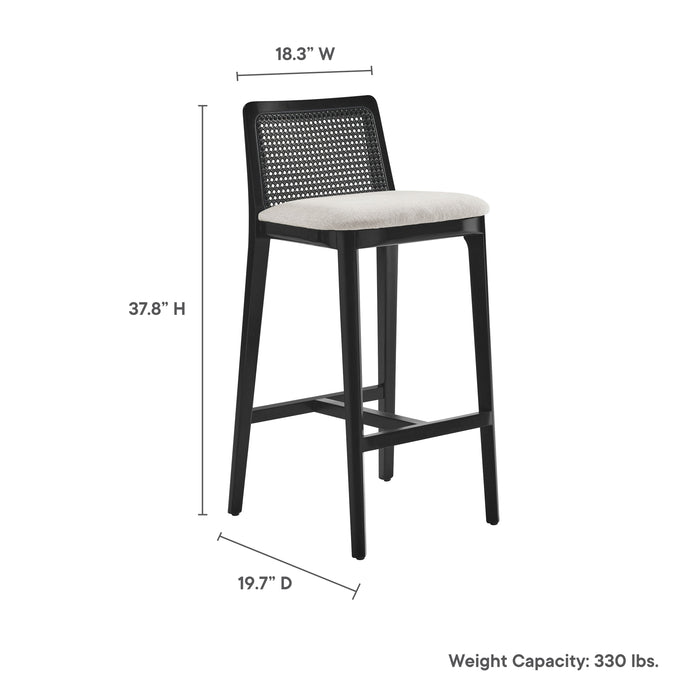 Monarch Wood and Rattan Bar Stool