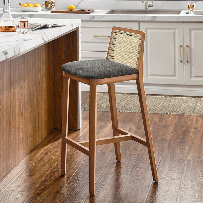 Monarch Wood and Rattan Bar Stool