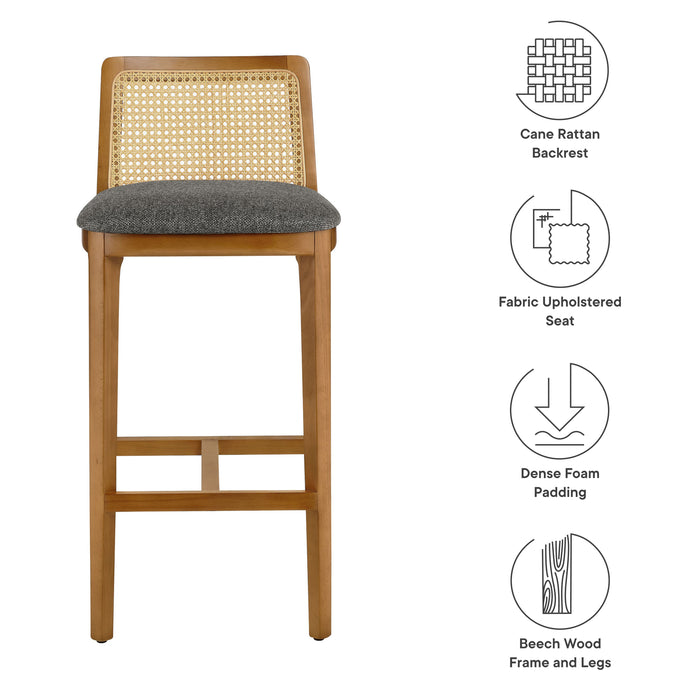 Monarch Wood and Rattan Bar Stool