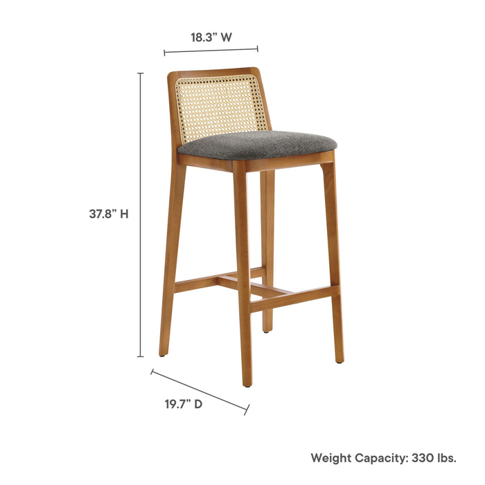 Monarch Wood and Rattan Bar Stool