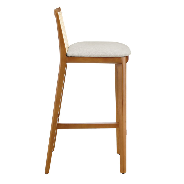 Monarch Wood and Rattan Bar Stool