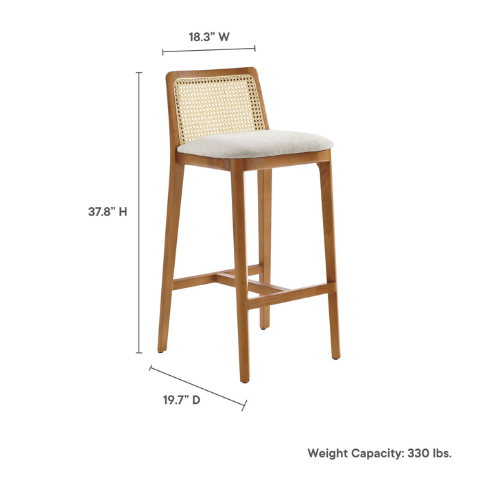 Monarch Wood and Rattan Bar Stool