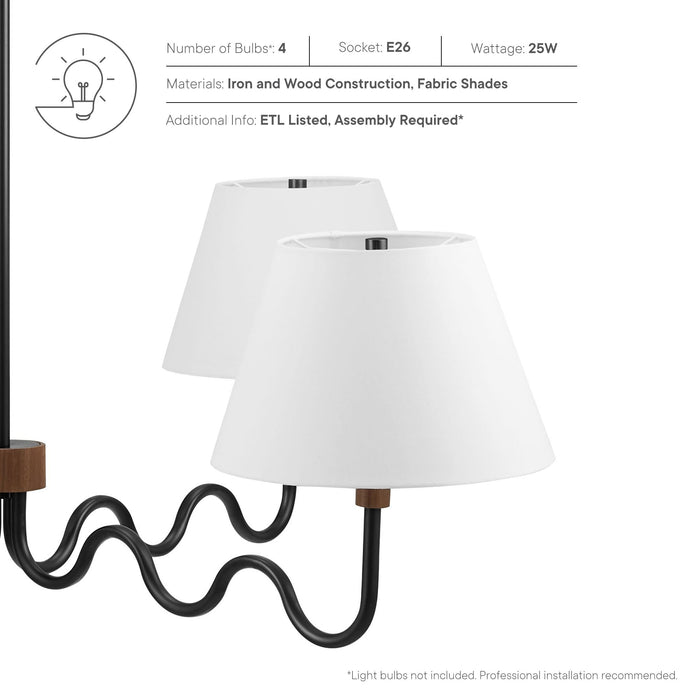 Sunlit Squiggle 4-Arm Pendant Light