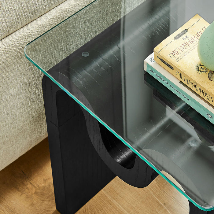 Ondine Glass Top Side Table