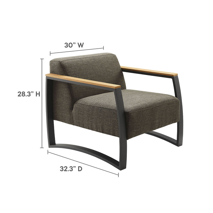 Sauve Outdoor Patio Aluminum and Fabric Armchair